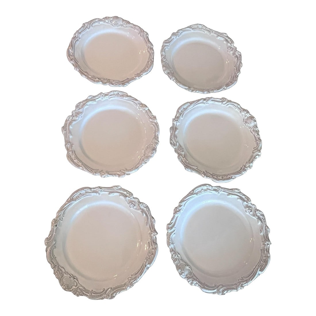 Set of 6 Astier De Villatte Plates, Handmade in France: 6 - Astier de Villatte Plates gorgeous handmade in France delicate, milky white finish. Very rare and elegant pieces for collectors and lovers of fine ceramics. Condition: Alterations: Original
