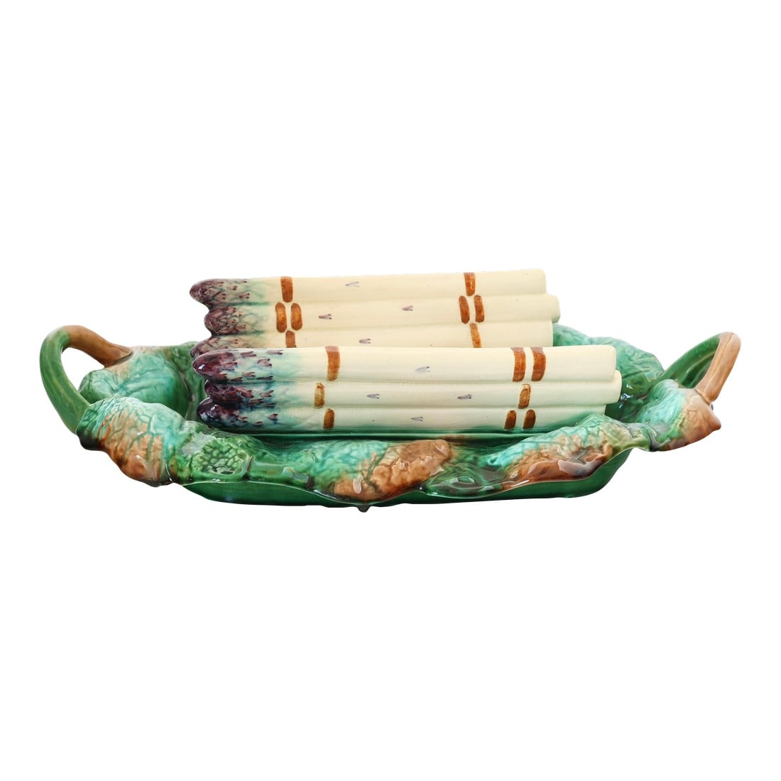 Antique French Creil Et Montereau Barbotine Majolica Asparagus Cradle (1 of 8)
