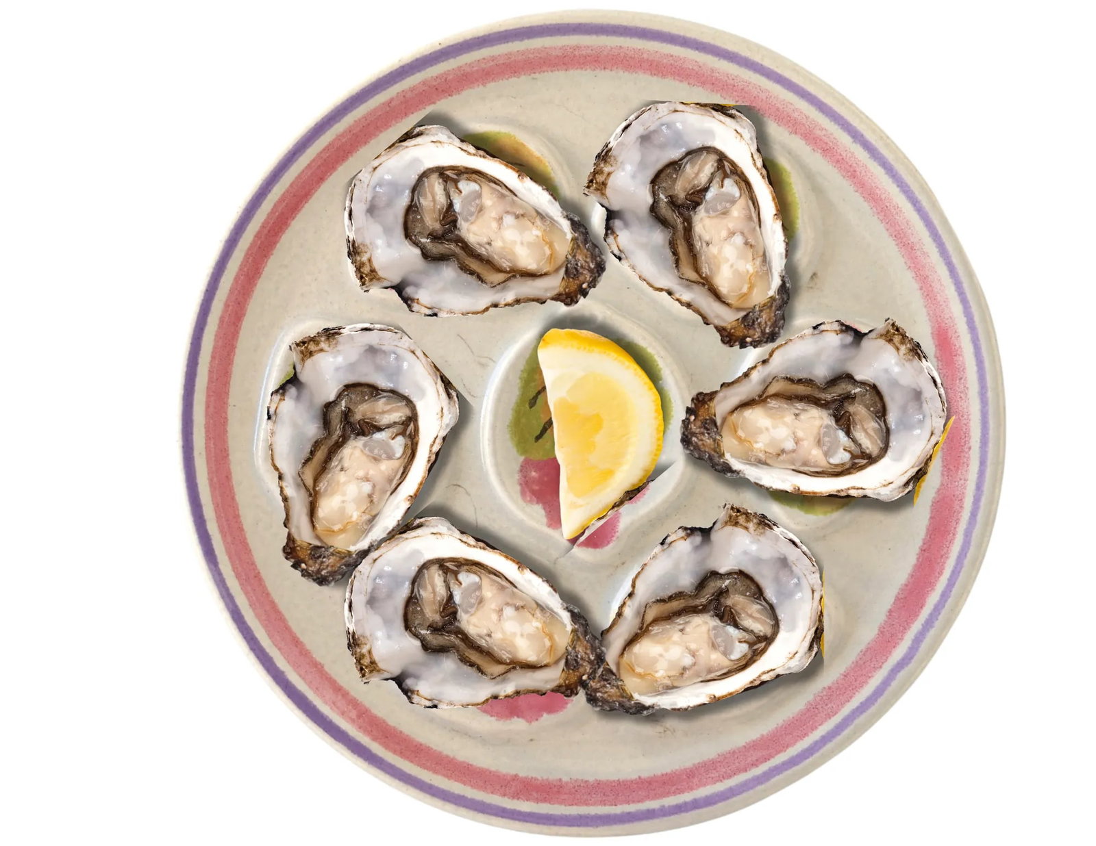 Vintage French Stoneware Oyster Plates, Set of 5 - 5