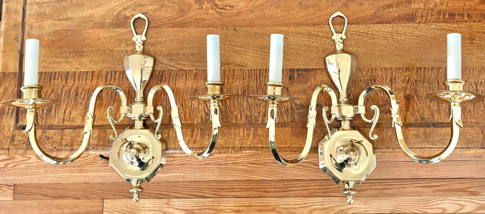 1980s Georgian Brass Wall Sconces, a Pair - 11