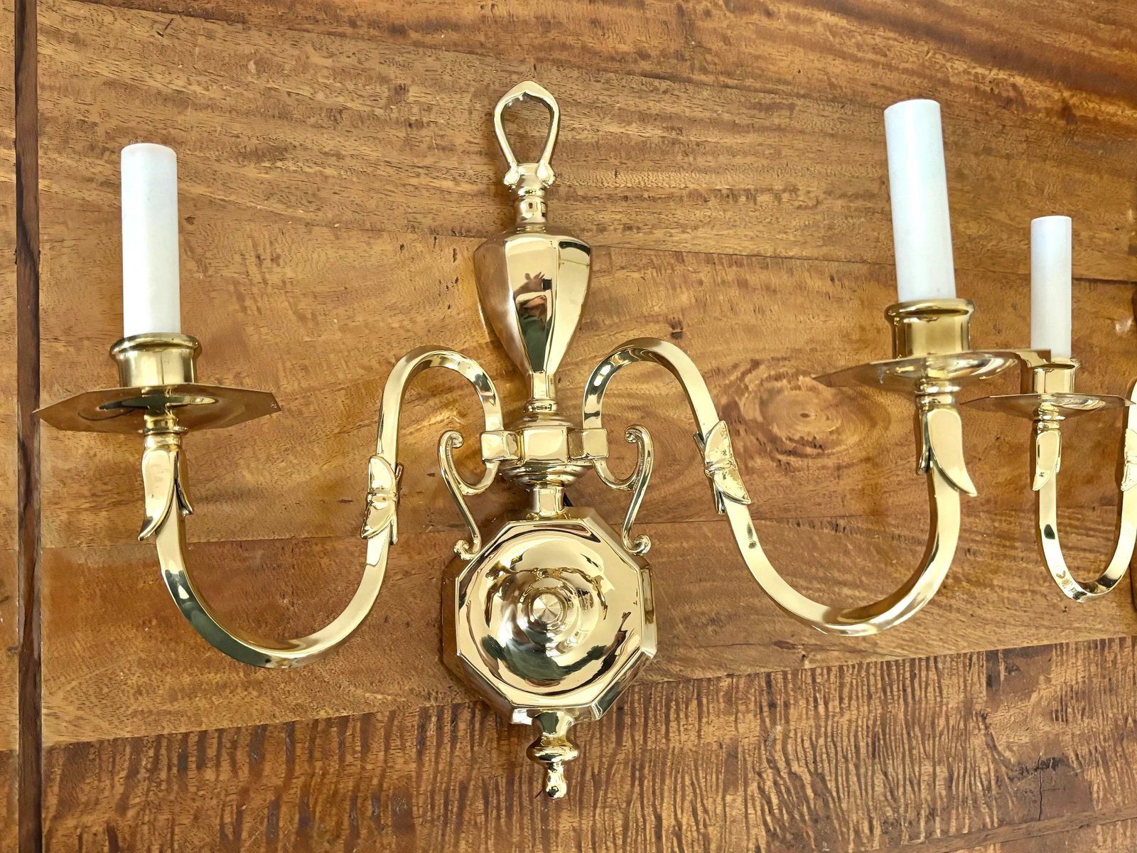 1980s Georgian Brass Wall Sconces, a Pair - 8