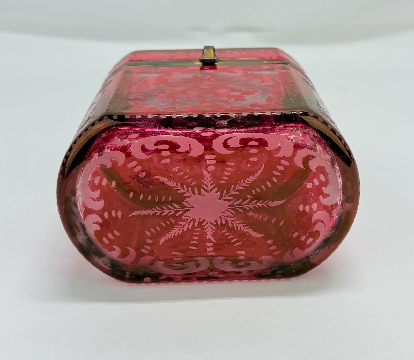 Late 19th Century, Bohemian Cranberry Overlay & Gilt Bronze Hinged Casket Box - 10