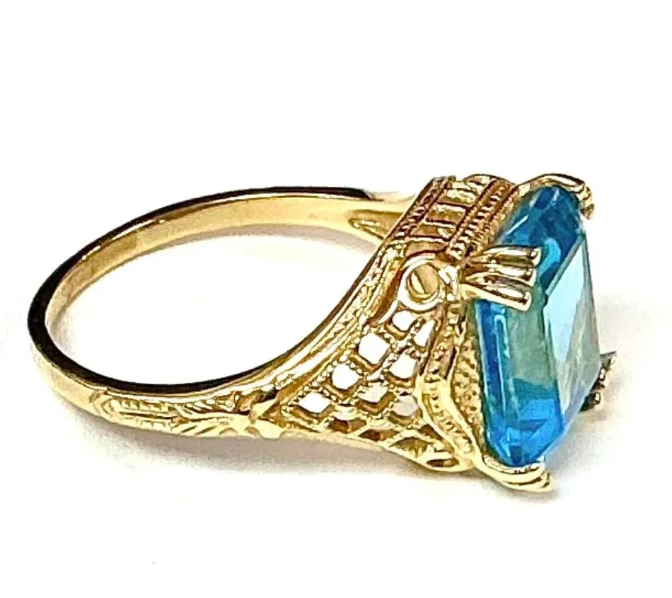 Blue Topaz 14k Yellow Gold Ring - 2