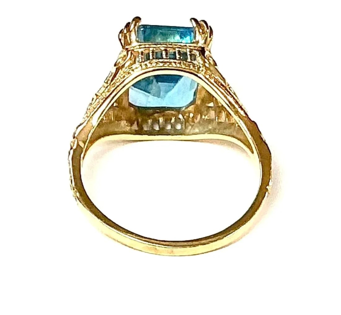 Blue Topaz 14k Yellow Gold Ring - 4