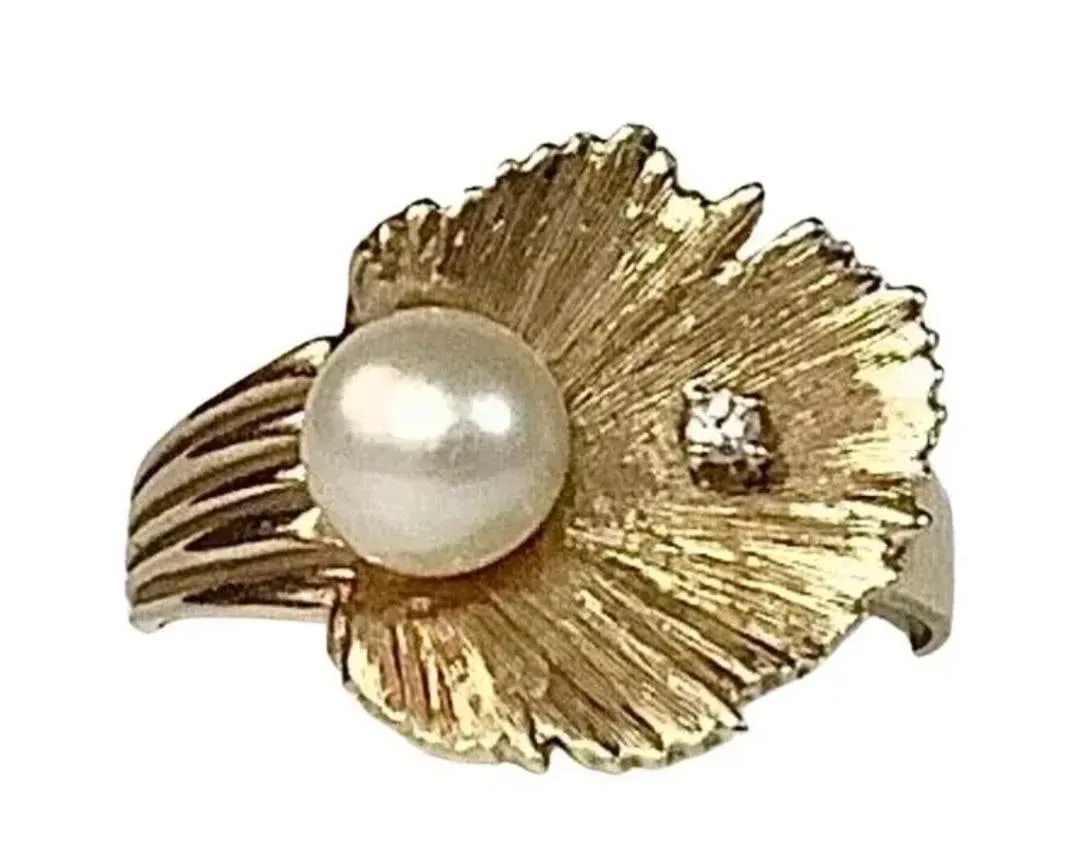 Pearl and Diamond Ring 14k Gold - 2
