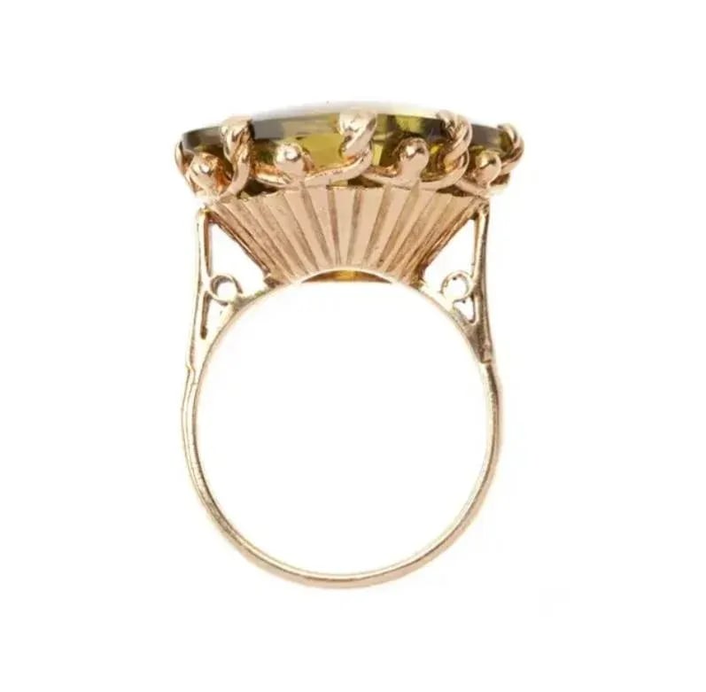 Antique English Yellow Gold Citrine Ring, Size 8 - 4