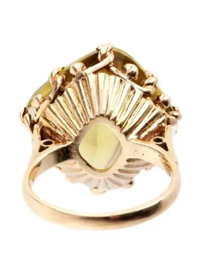 Antique English Yellow Gold Citrine Ring, Size 8 - 8