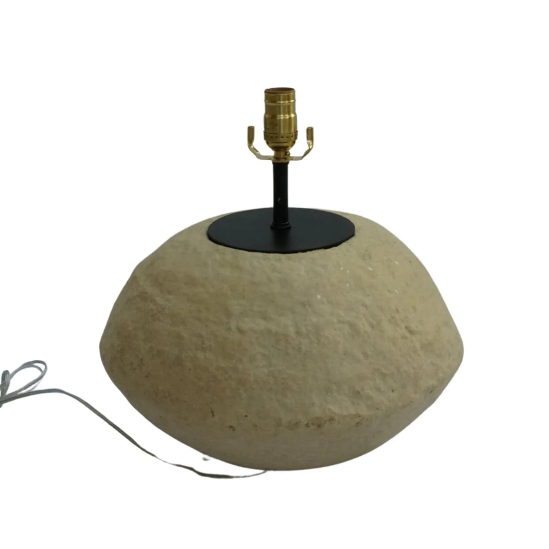 Custom Sculptural Paper Mâché Table Lamp – Organic Round Bottom Modern Design With - 4