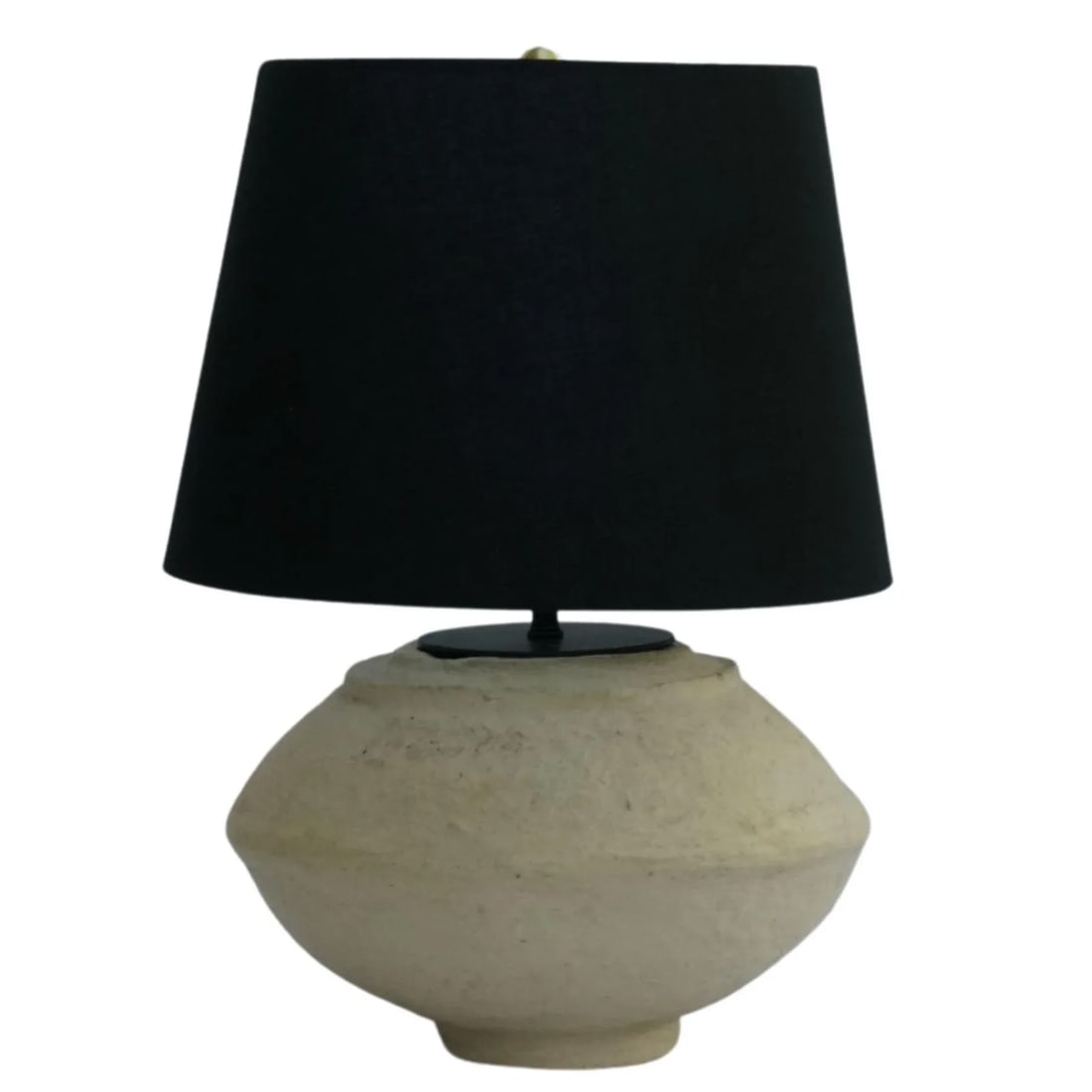 Custom Sculptural Paper Mâché Table Lamp – Organic Modern Design With Black Linen - 13