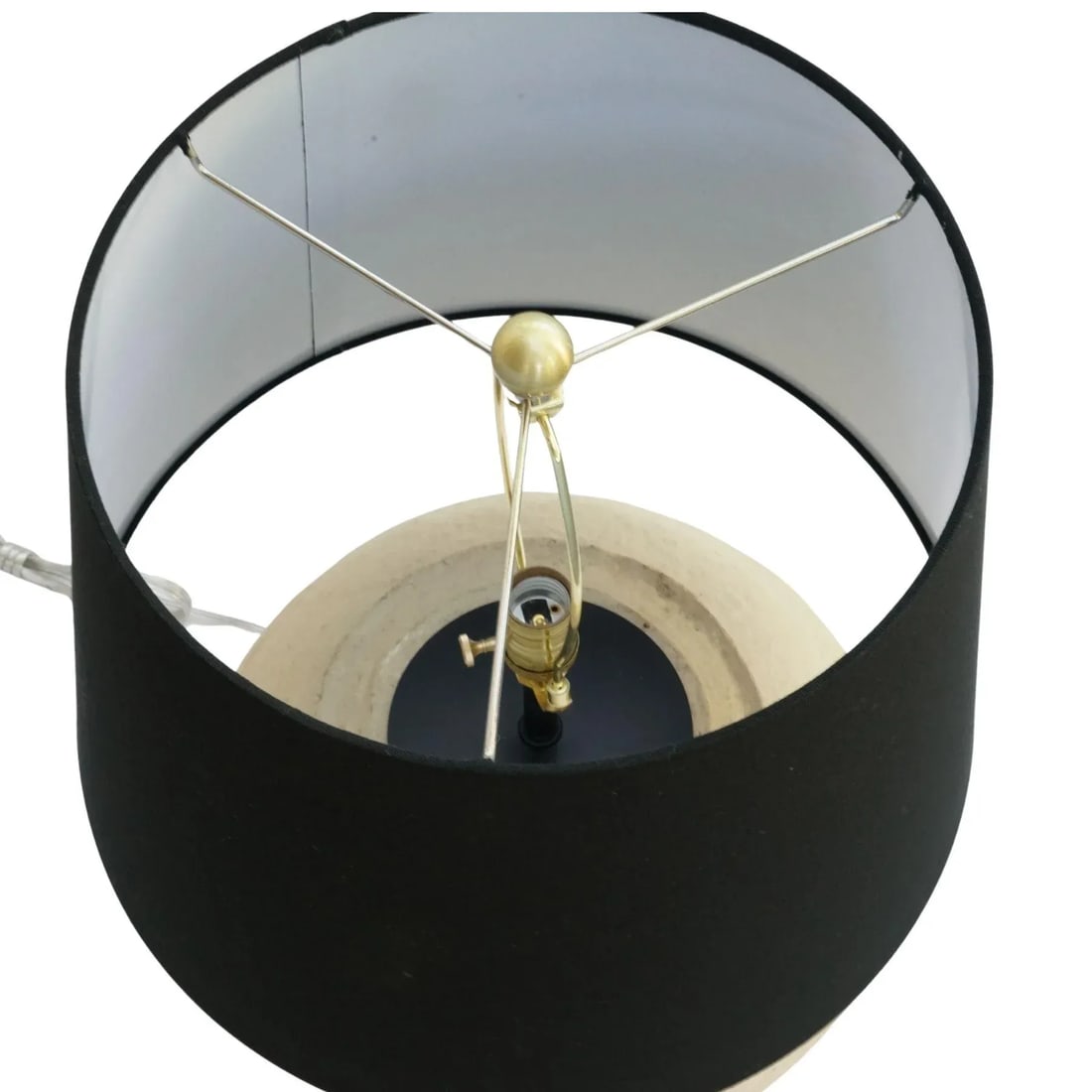 Custom Sculptural Paper Mâché Table Lamp – Organic Modern Design With Black Linen - 15