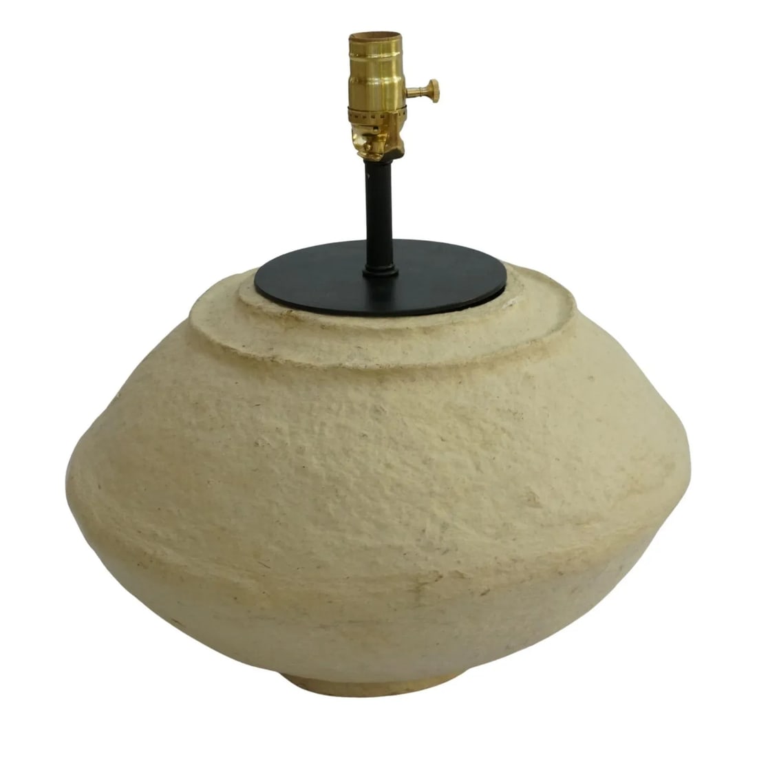 Custom Sculptural Paper Mâché Table Lamp – Organic Modern Design With Black Linen - 3