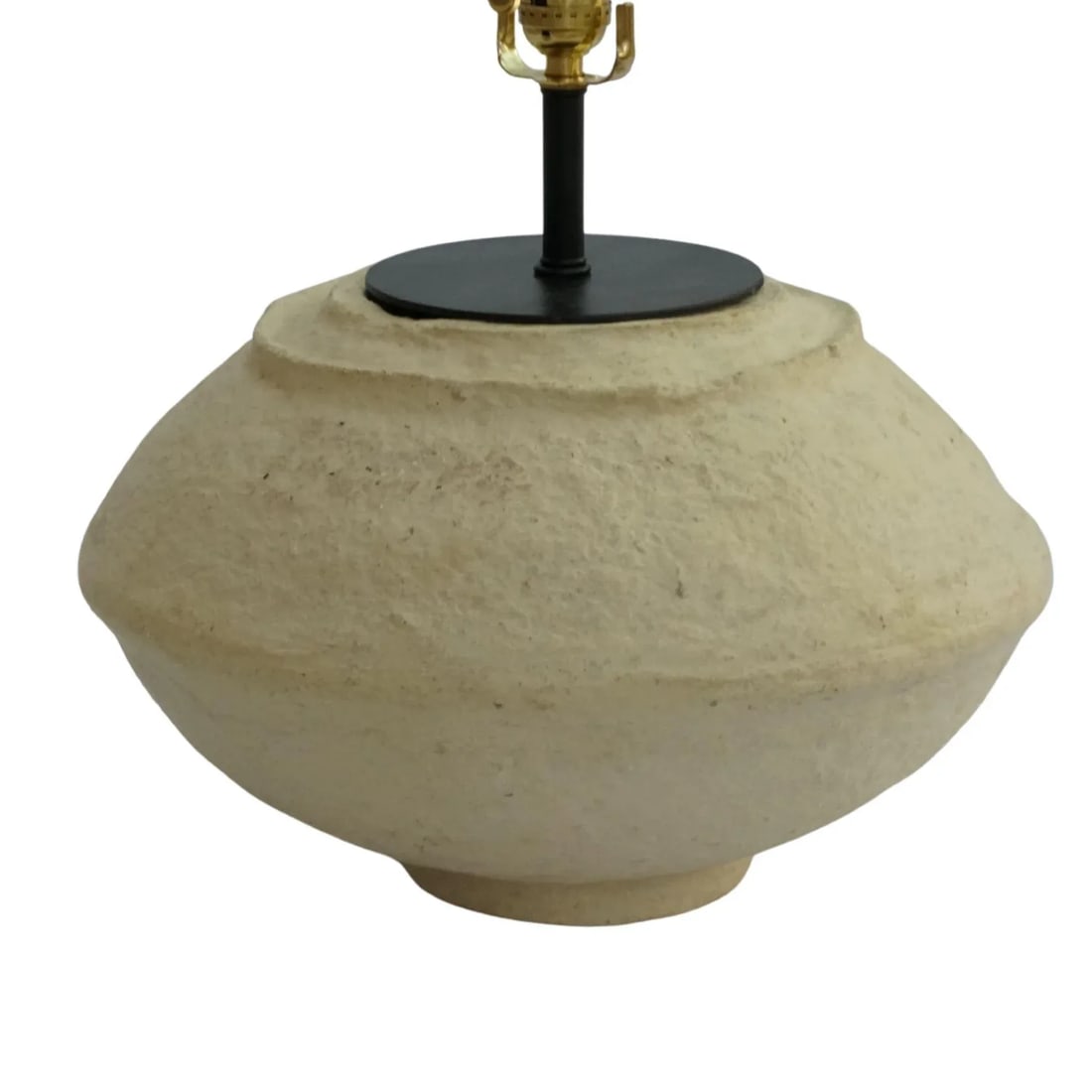 Custom Sculptural Paper Mâché Table Lamp – Organic Modern Design With Black Linen - 4