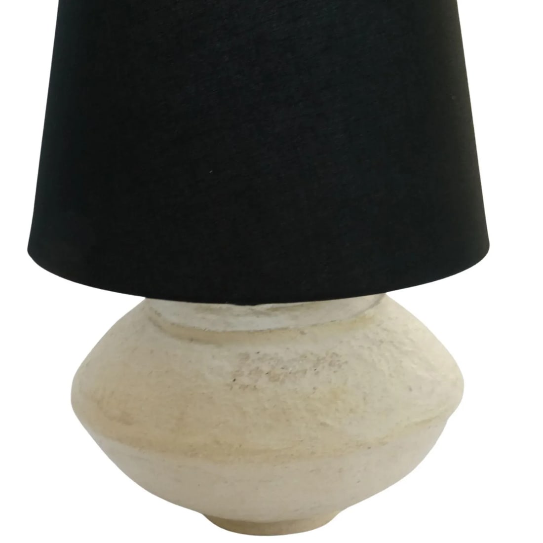 Custom Sculptural Paper Mâché Table Lamp – Organic Modern Design With Black Linen - 5