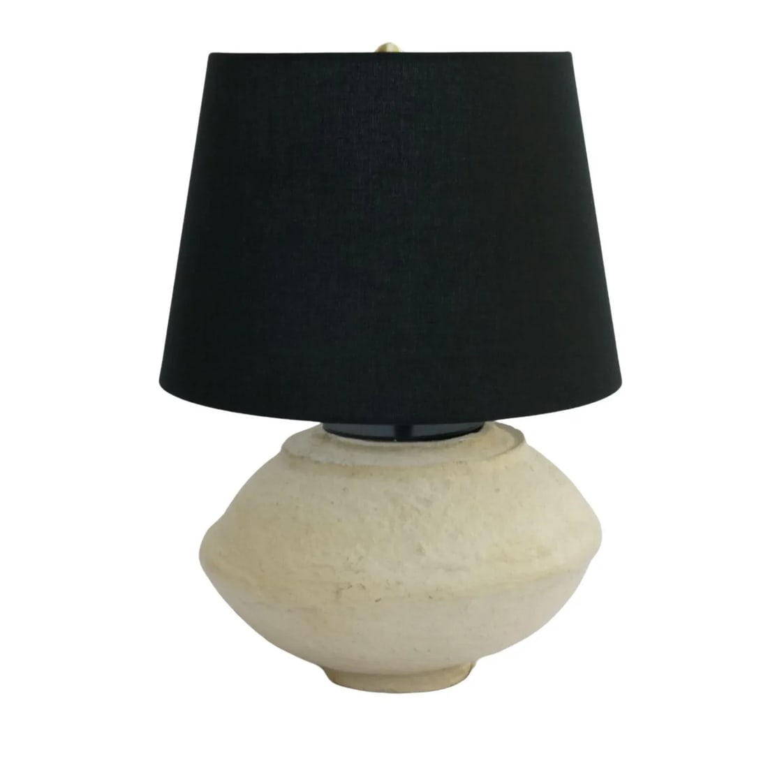 Custom Sculptural Paper Mâché Table Lamp – Organic Modern Design With Black Linen - 6