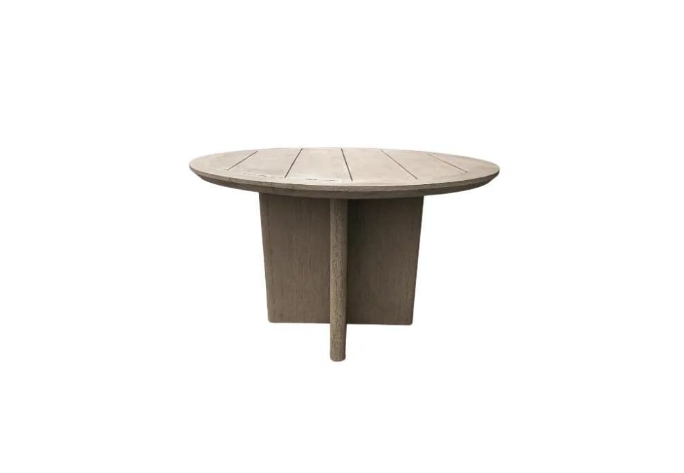 RH Balmain Round Teak Dining Table in Weathered Teak Finish - 12