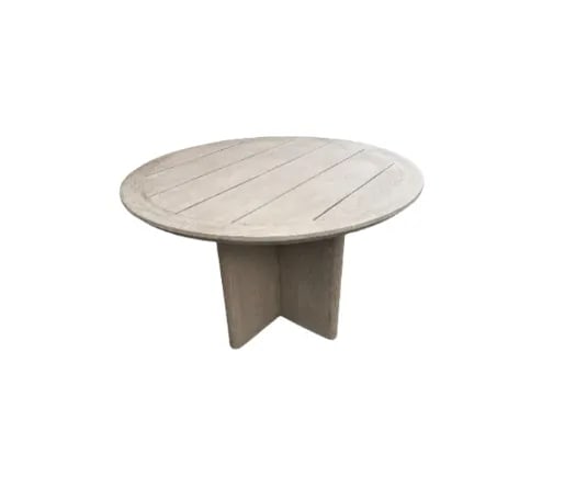 RH Balmain Round Teak Dining Table in Weathered Teak Finish - 6