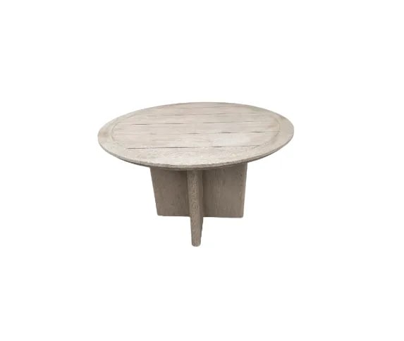 RH Balmain Round Teak Dining Table in Weathered Teak Finish - 7