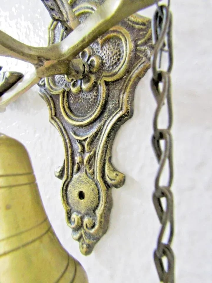 Antique Monastery Call to Prayer Wall Bell With Chain Handle Ringer - 9