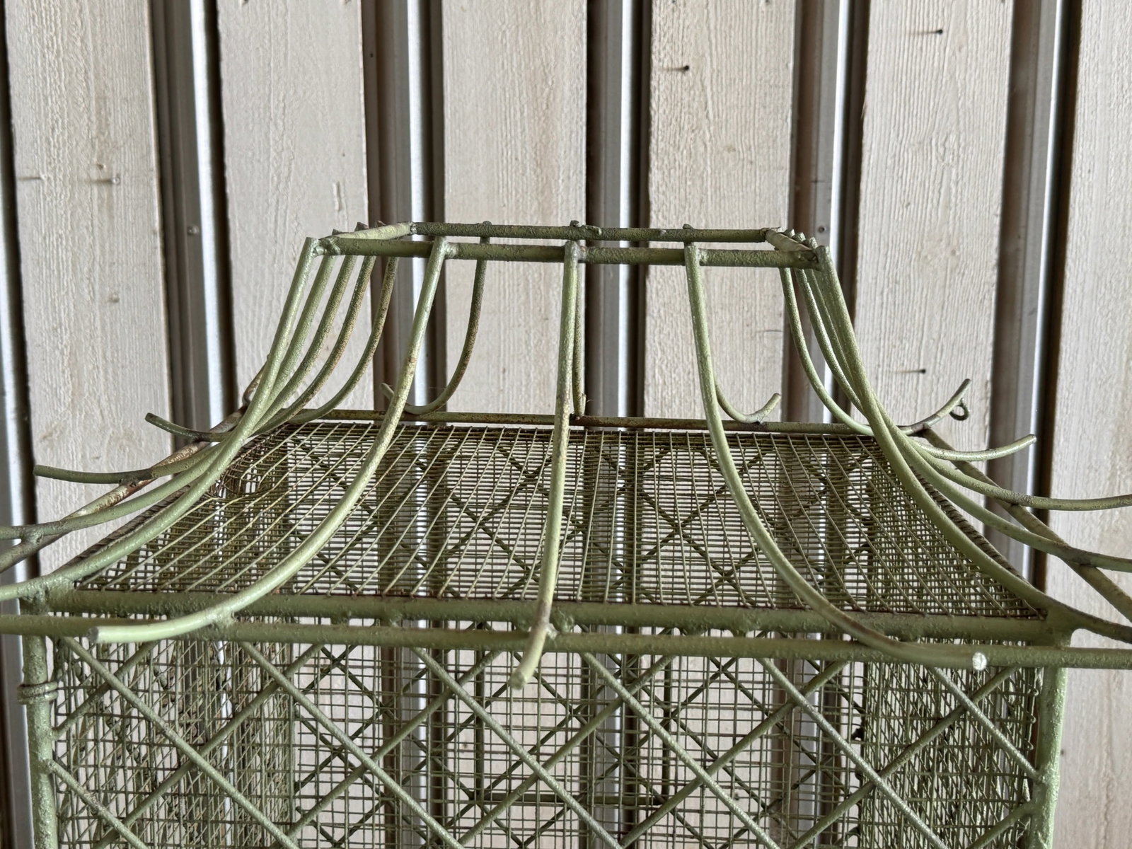 Pair of Monumental Chinoiserie Style Painted Iron Pagoda-Form Birdcages - 13