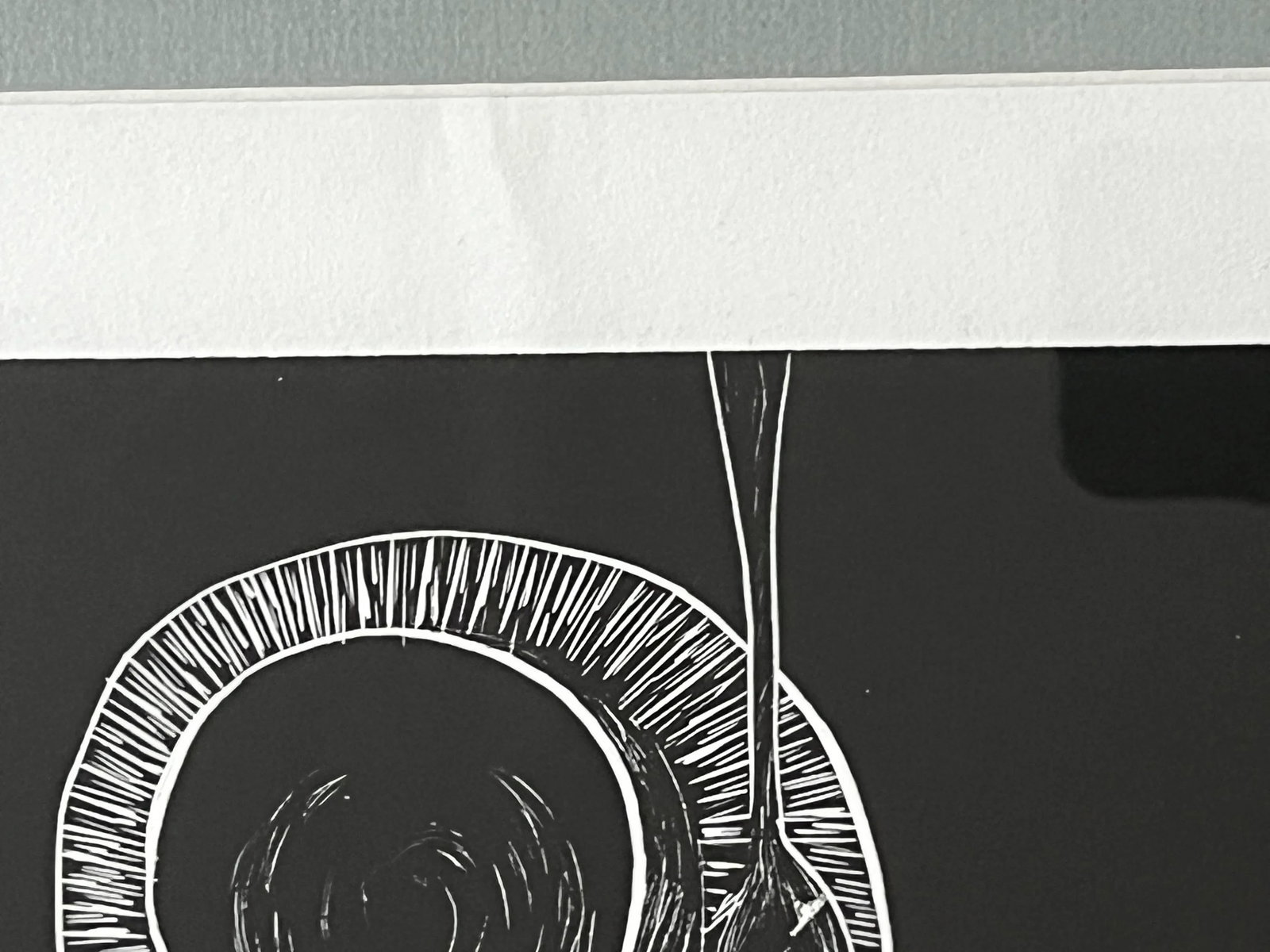 Framed Original Black and White Linocut Print, "Like Every Day" "” Coffee & the New York Times - 15