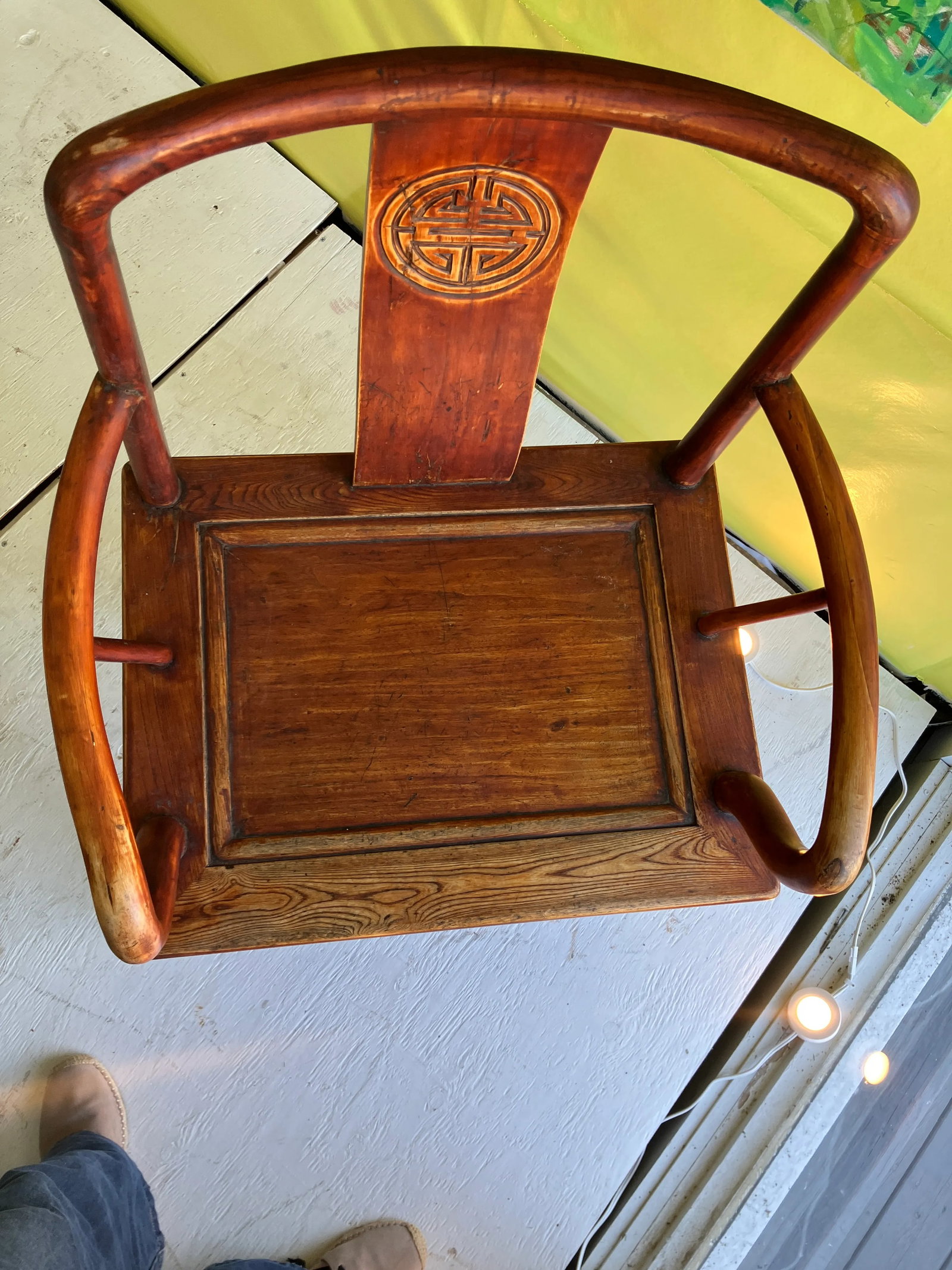 19th Century Ming Style Oxblood Finish Pair of Double Longevity Chairs - 4