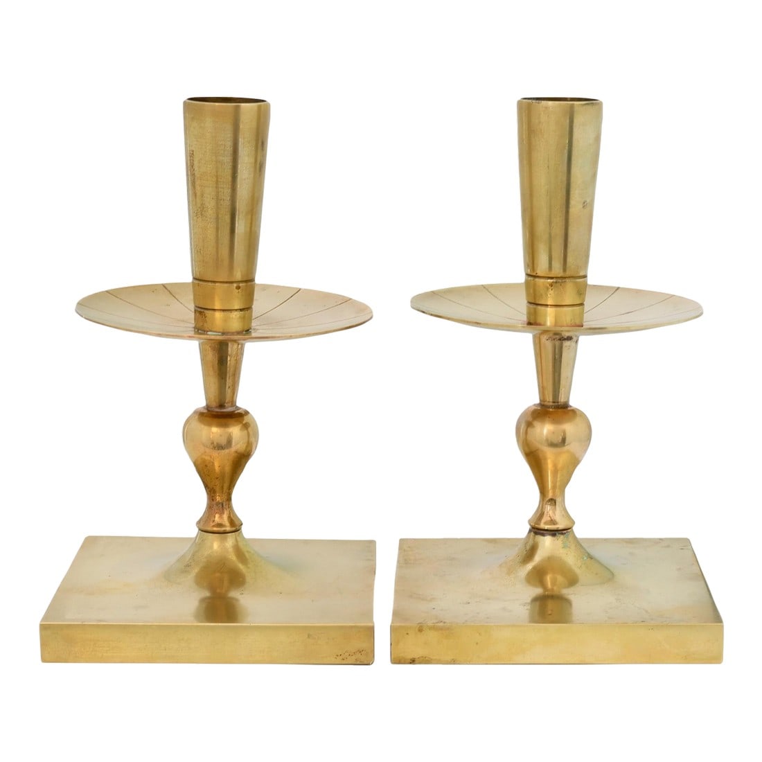Midcentury Tommi Parzinger Brass Candleholders, Pair (1 of 5)