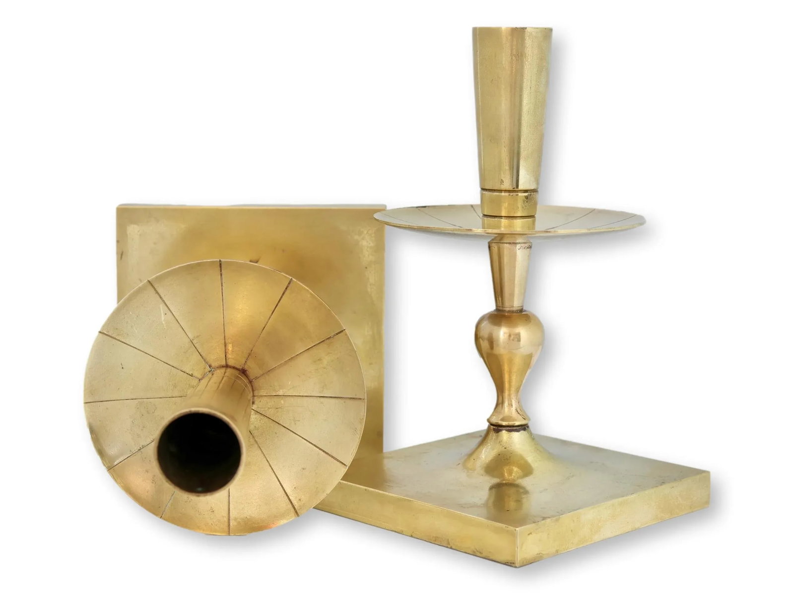 Midcentury Tommi Parzinger Brass Candleholders, Pair - 2