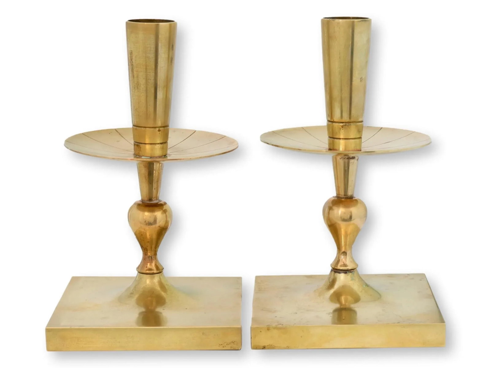 Midcentury Tommi Parzinger Brass Candleholders, Pair - 4