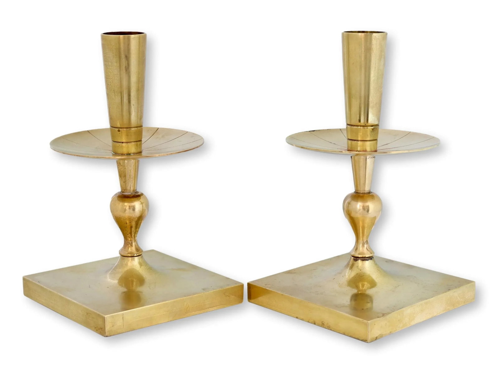 Midcentury Tommi Parzinger Brass Candleholders, Pair - 5