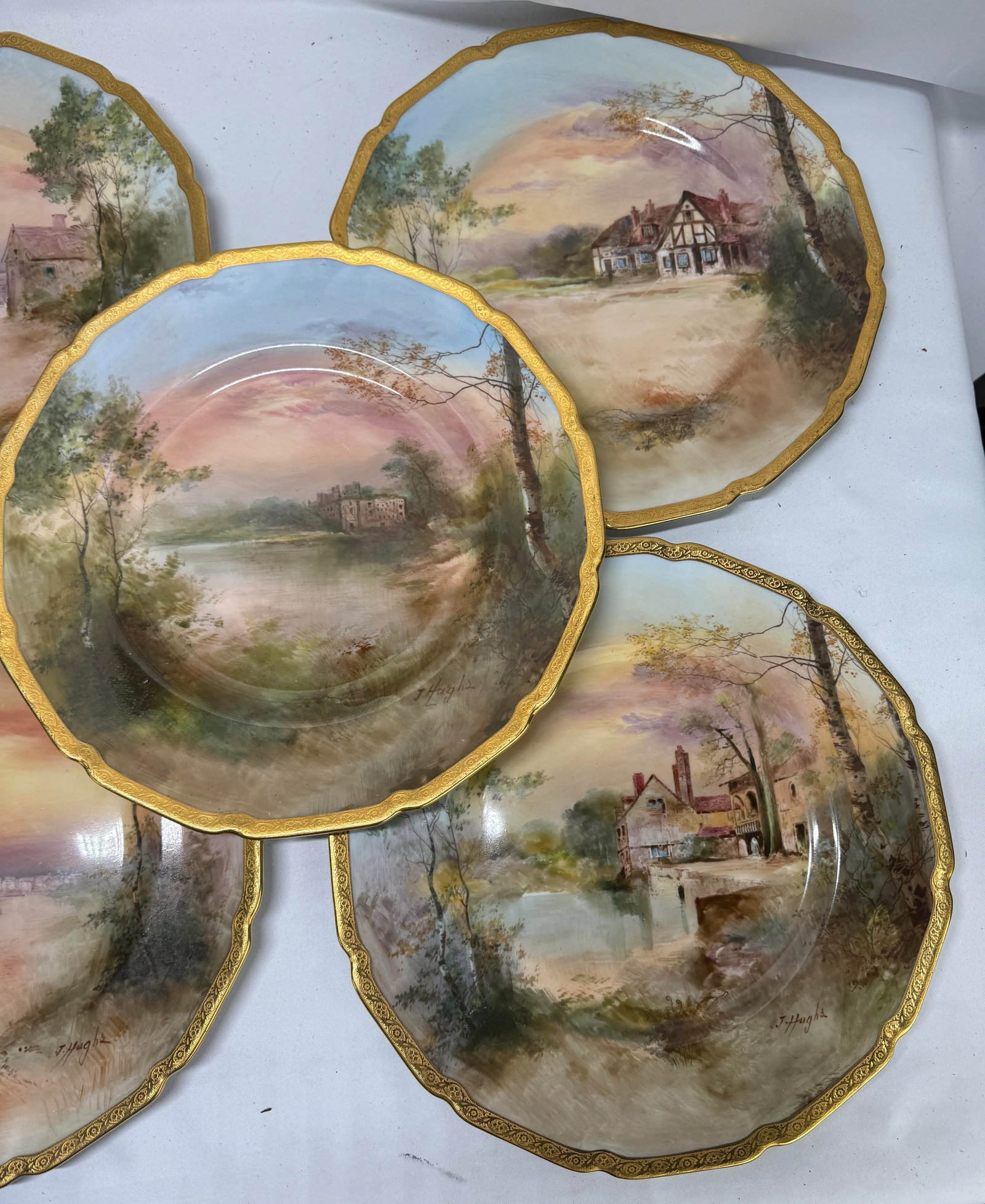 12 Royal Doulton "Shakespeare's Country" Cabinet Plates by J. Hughs C. 1902-22 - 2