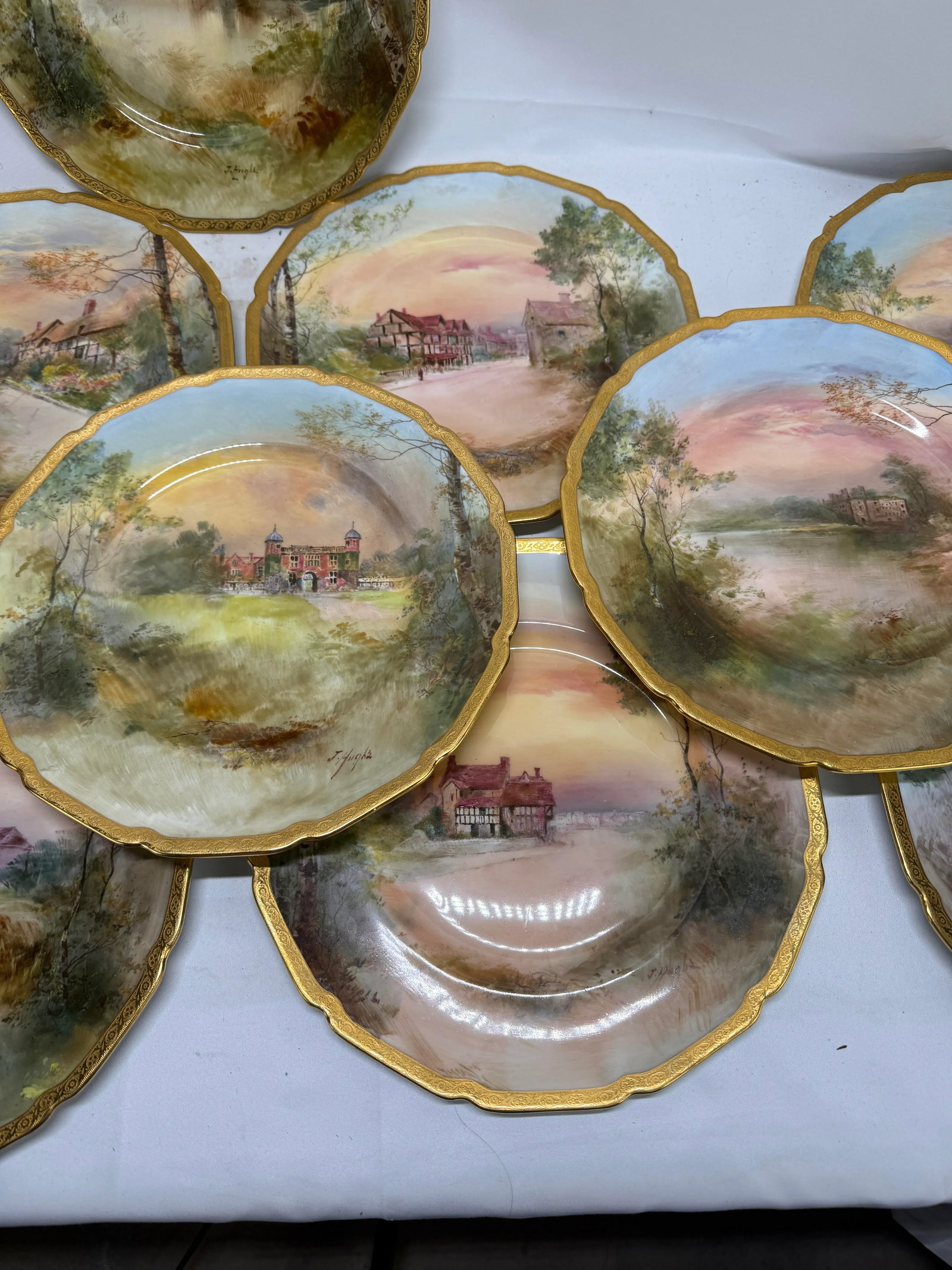 12 Royal Doulton "Shakespeare's Country" Cabinet Plates by J. Hughs C. 1902-22 - 3