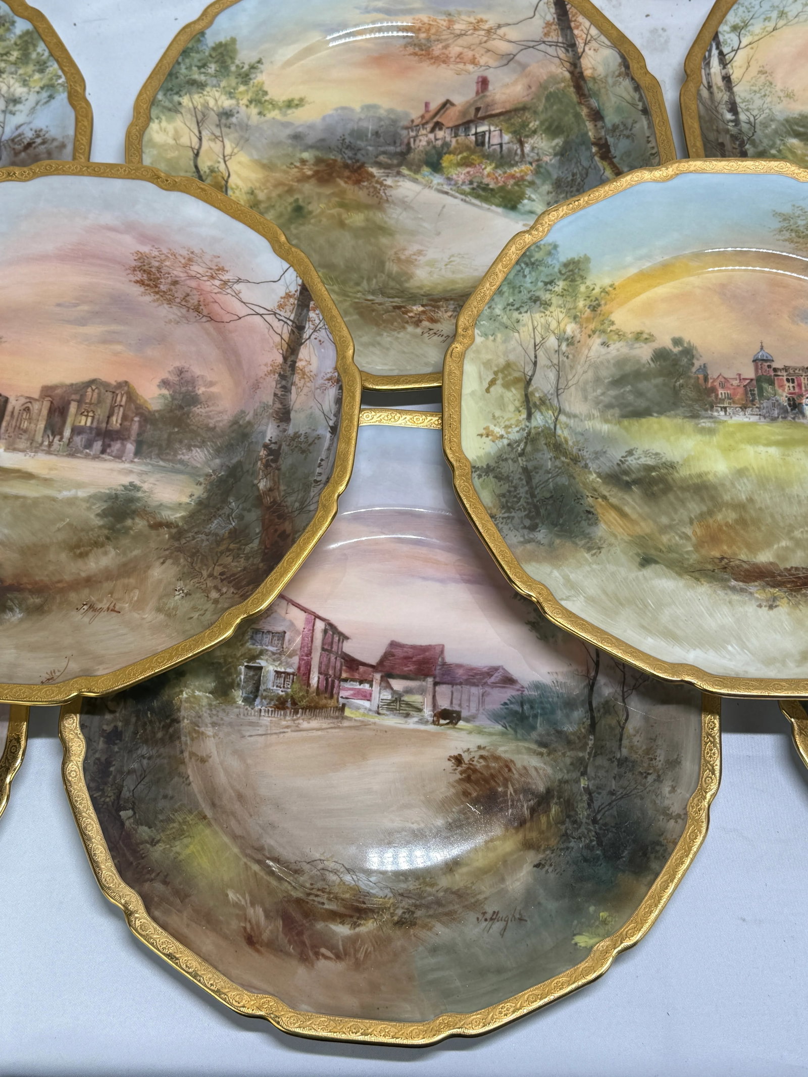 12 Royal Doulton "Shakespeare's Country" Cabinet Plates by J. Hughs C. 1902-22 - 4