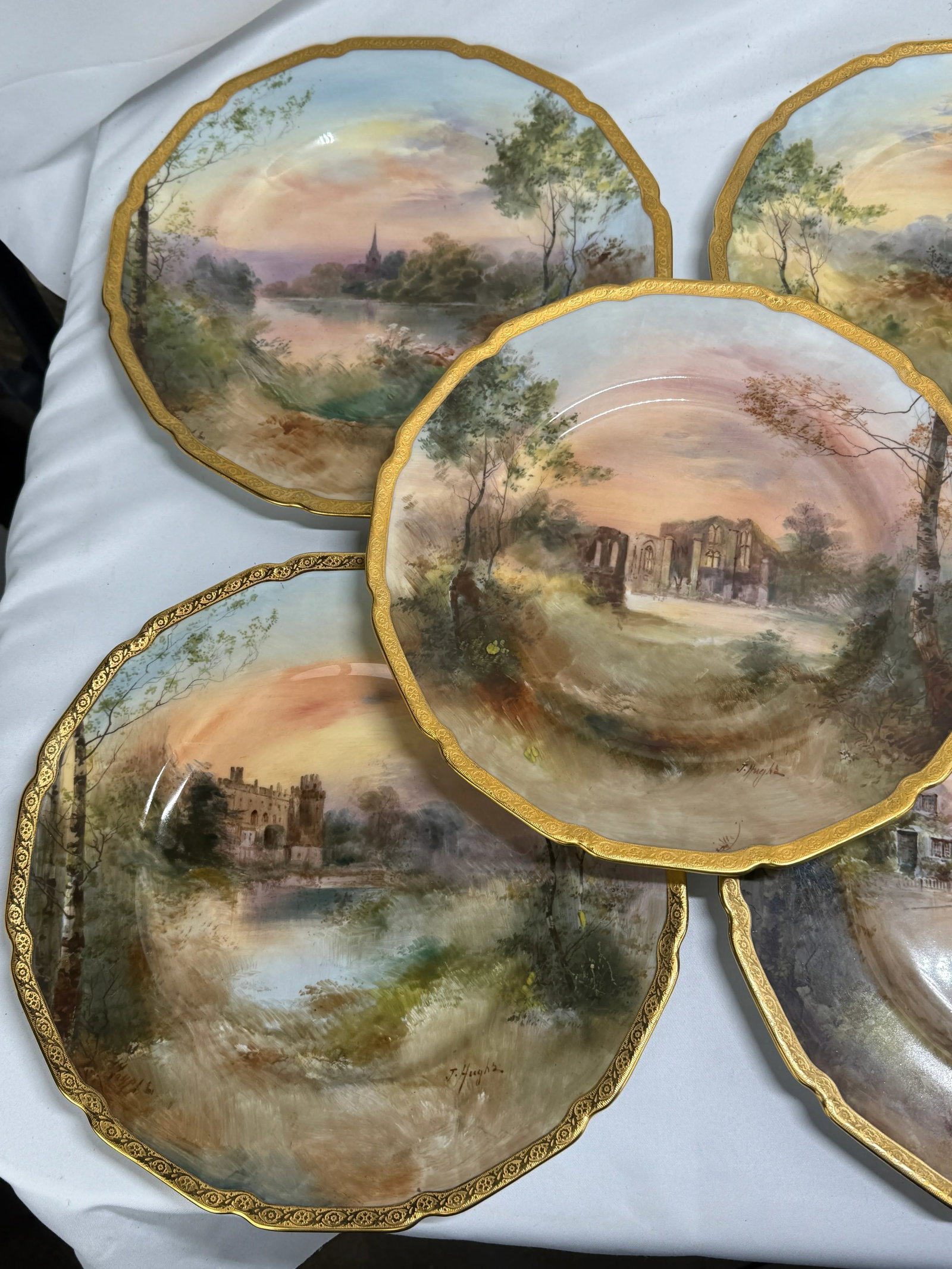 12 Royal Doulton "Shakespeare's Country" Cabinet Plates by J. Hughs C. 1902-22 - 5