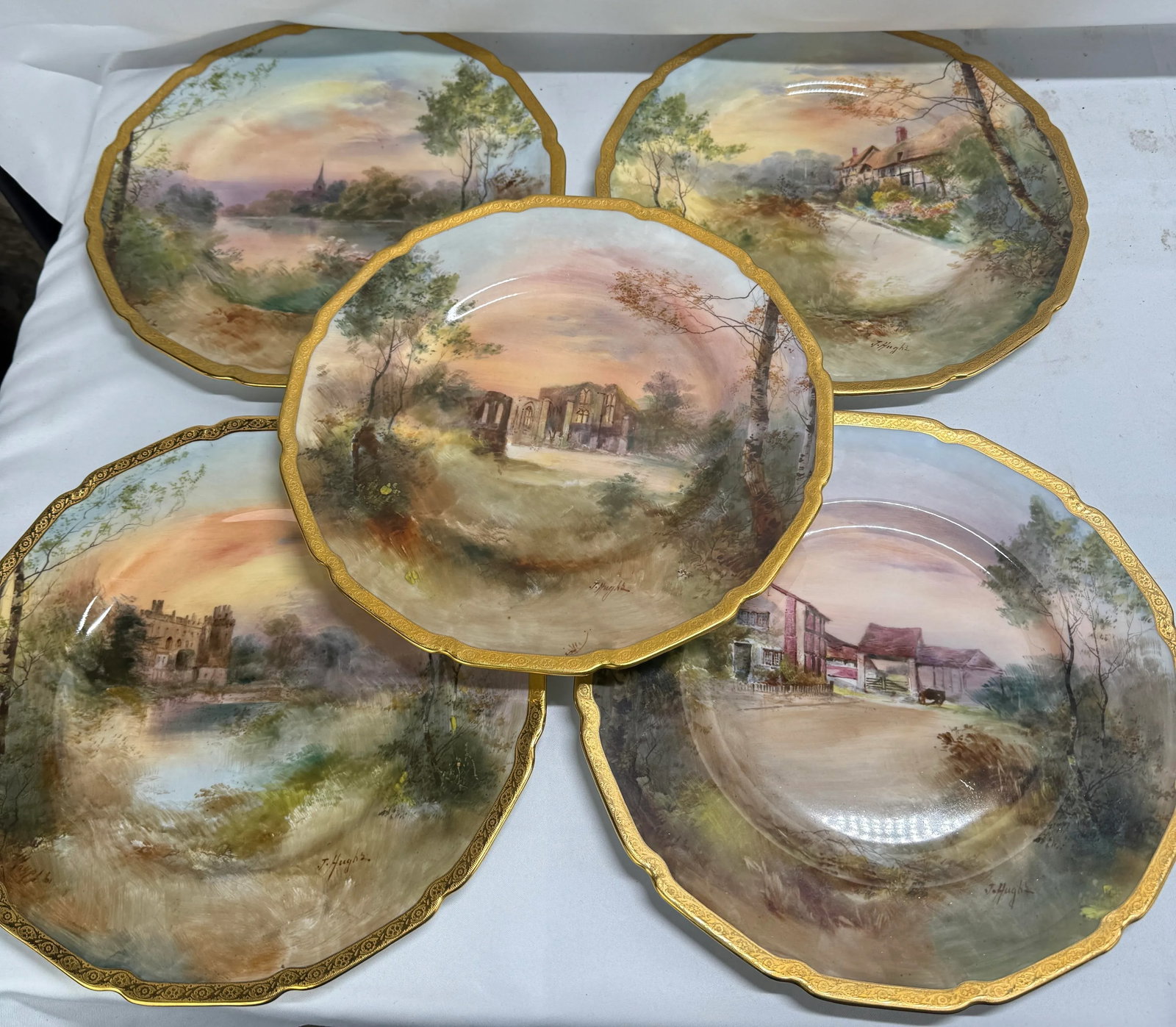12 Royal Doulton "Shakespeare's Country" Cabinet Plates by J. Hughs C. 1902-22 - 7