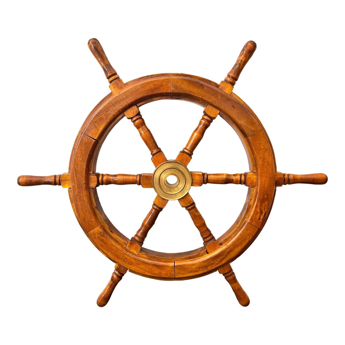 Vintage Authentic Nautical Sailboat Wheel With Brass Hub (1 of 10)