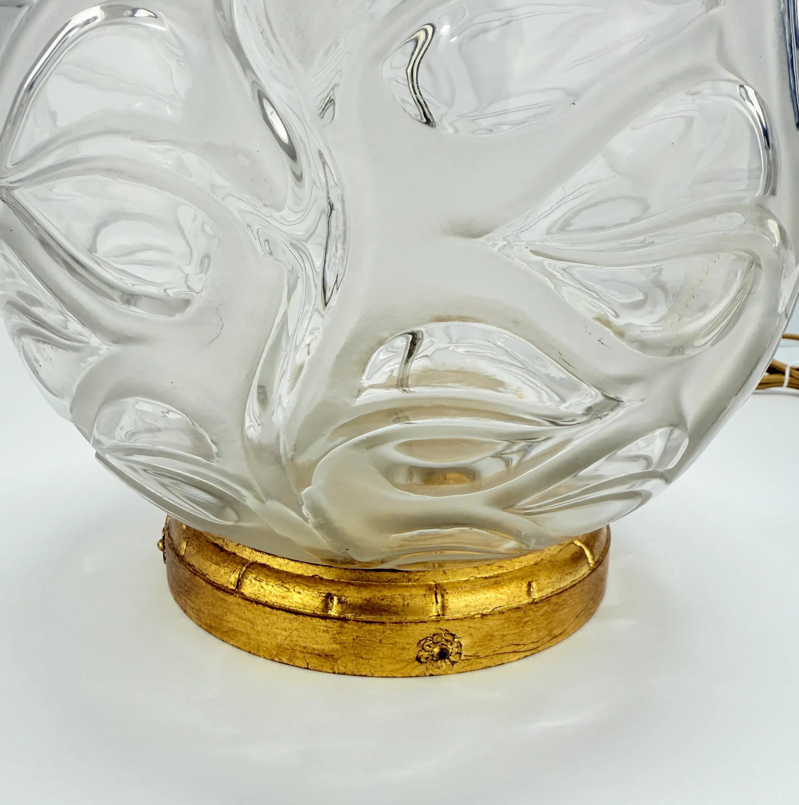 Rene Lalique "Sophora" Frosted and Clear Glass Table Lamp With Gilt Mounts C 1930 - 2