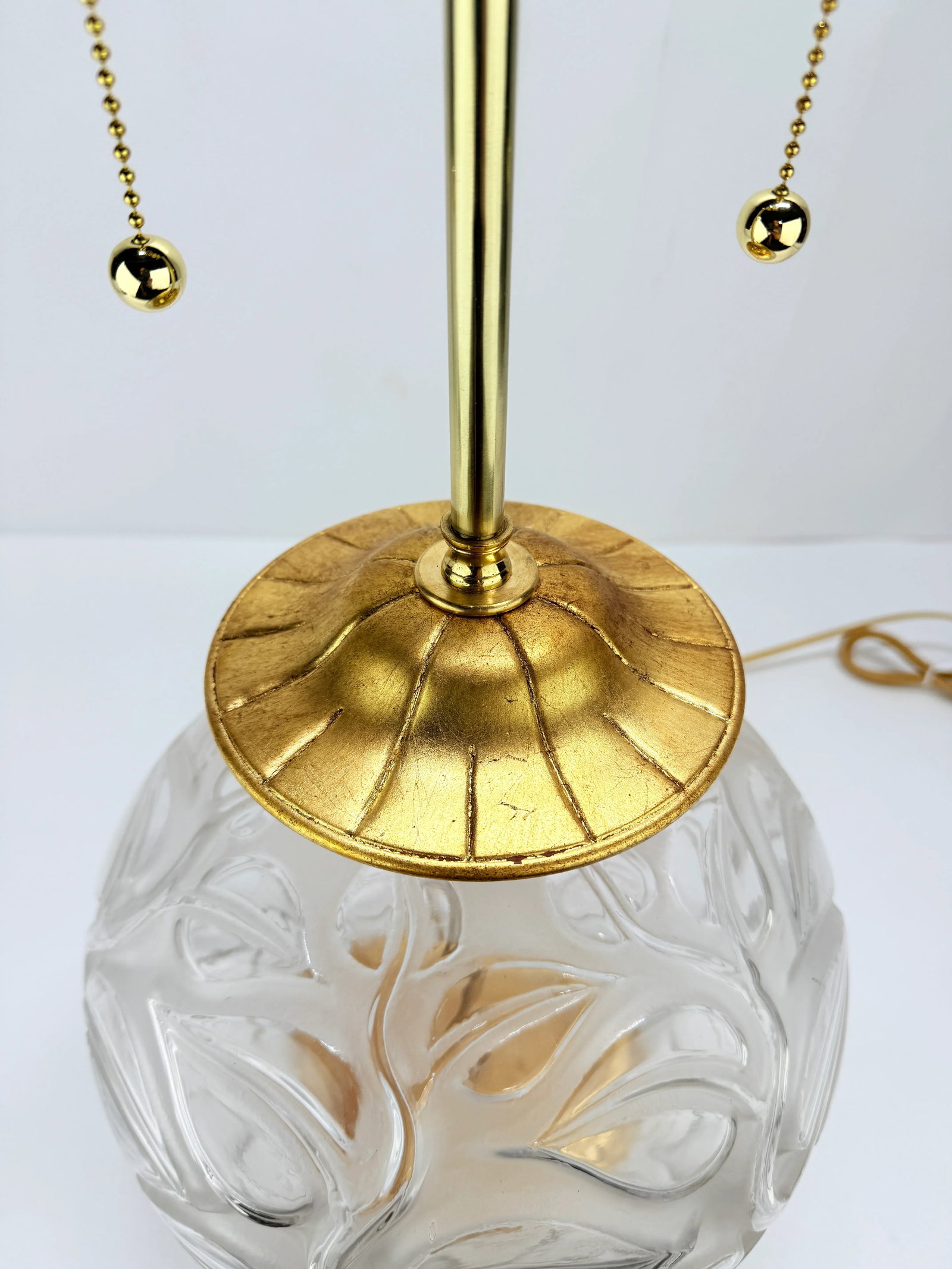 Rene Lalique "Sophora" Frosted and Clear Glass Table Lamp With Gilt Mounts C 1930 - 7