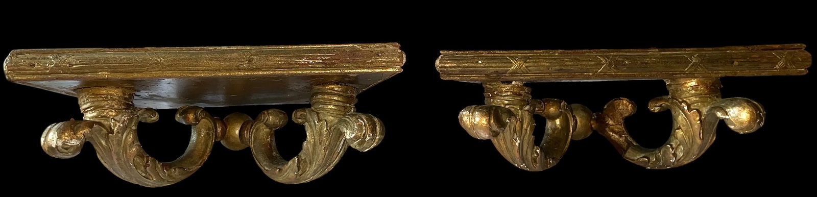 Antique Late 18th Century Italian Rococo Giltwood Wall Brackets – A Pair - 7