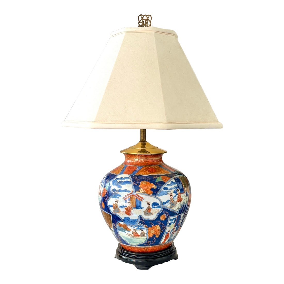 Vintage Imari Table Lamp With Shade and Finial (1 of 9)
