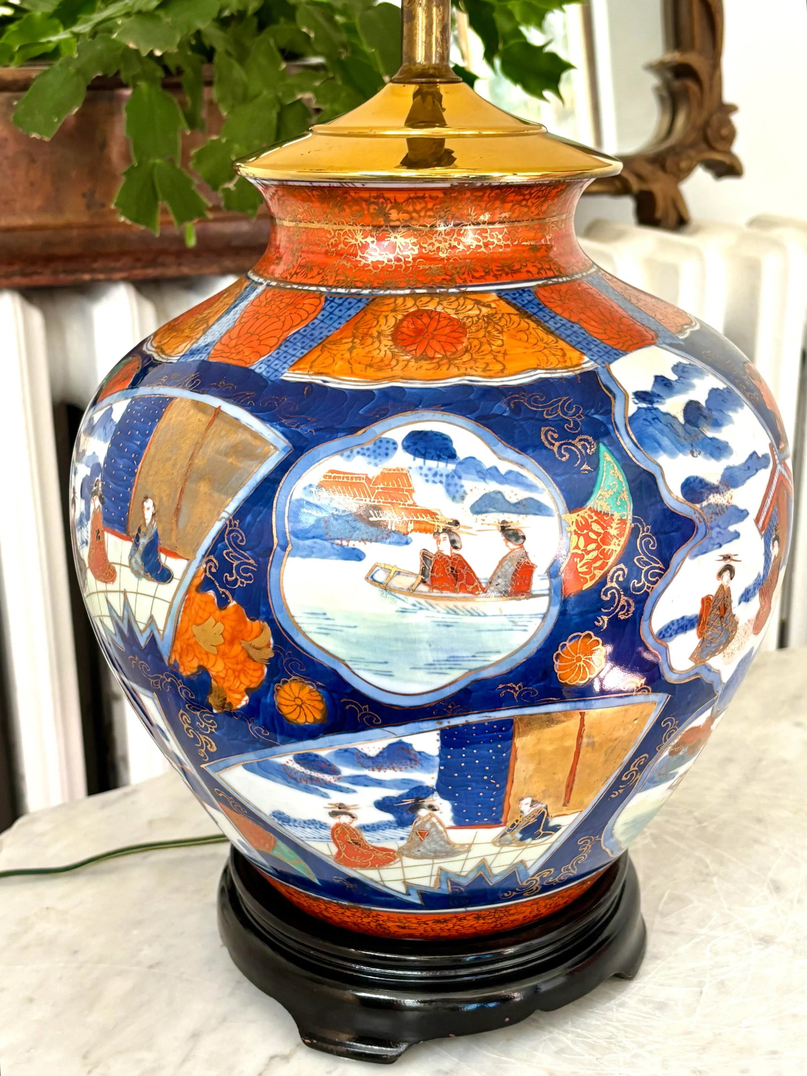Vintage Imari Table Lamp With Shade and Finial - 5