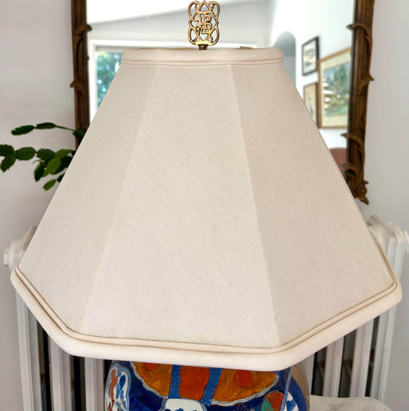 Vintage Imari Table Lamp With Shade and Finial - 6