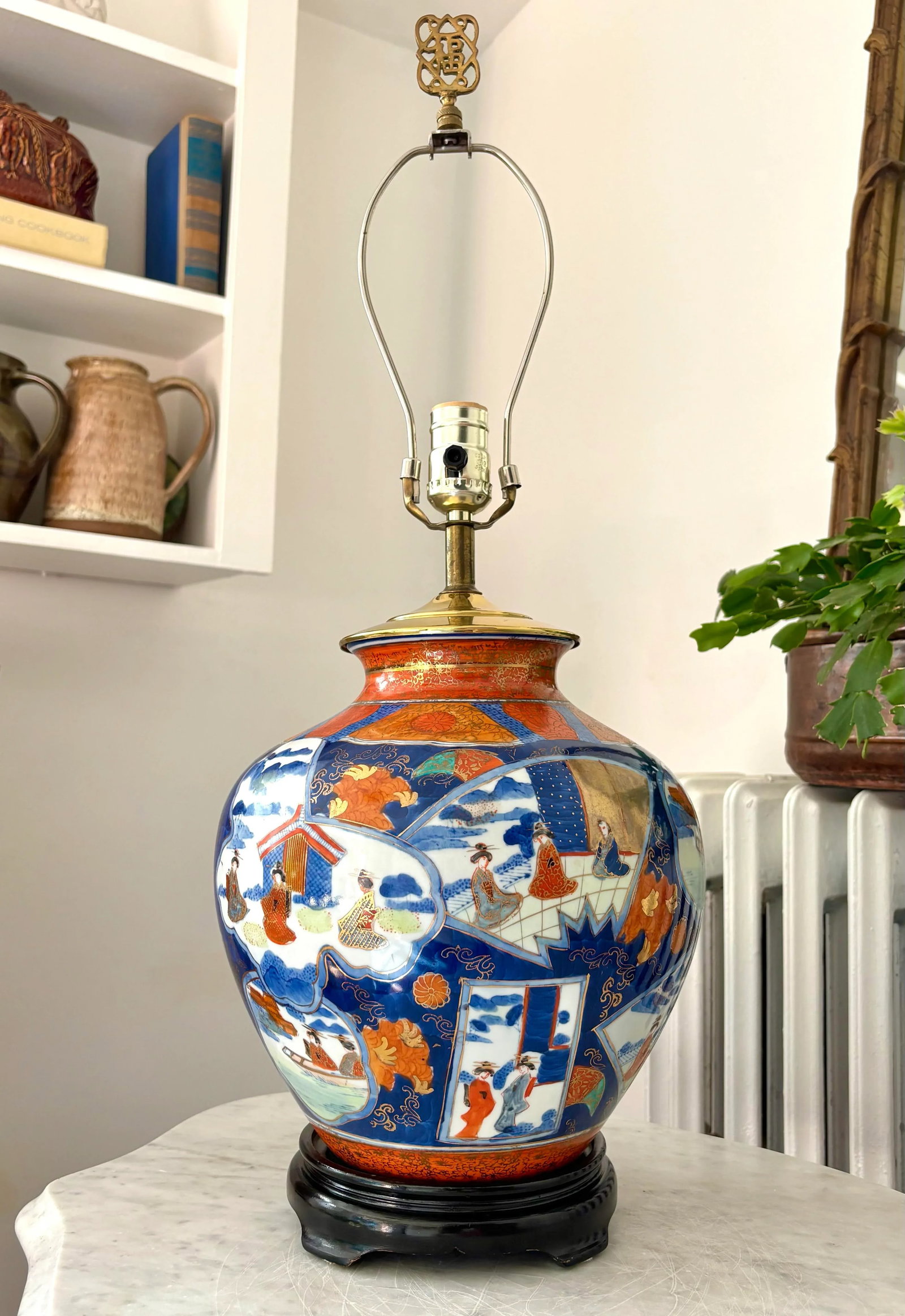 Vintage Imari Table Lamp With Shade and Finial - 7