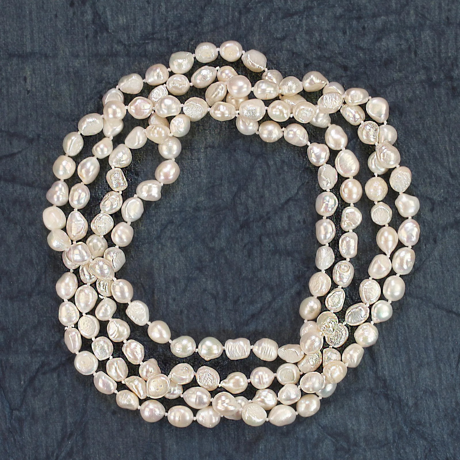 Ajd, 64 in White Culture Fresh Water Pearl Infinity (Claspless) Necklace - 7