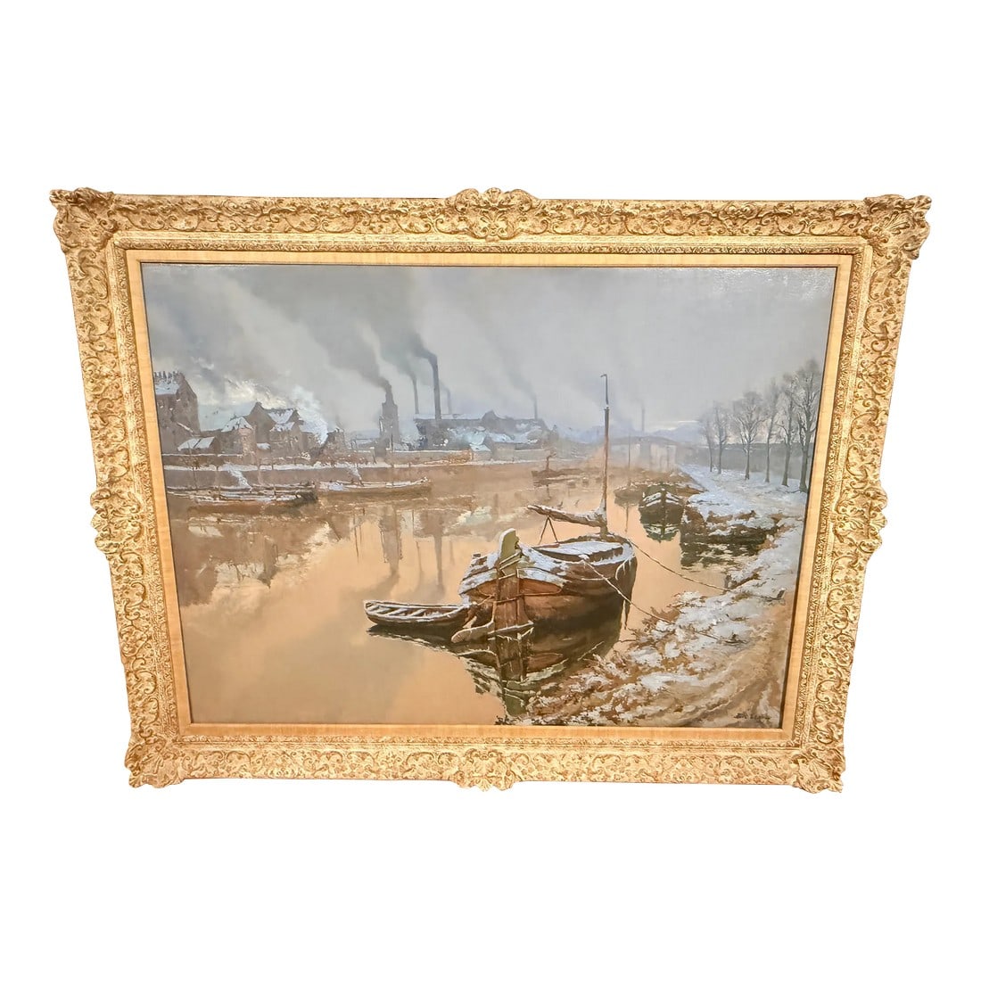 Monumental Paul Leduc Seine River Winter Paris Landscape C. 1911 (1 of 18)