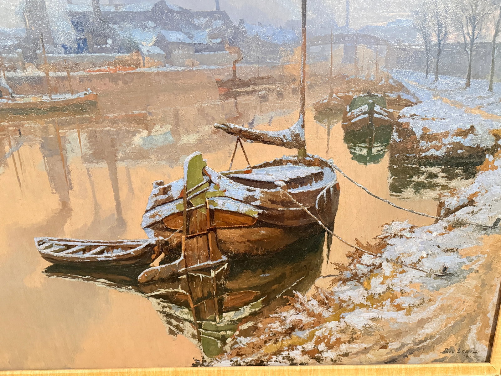 Monumental Paul Leduc Seine River Winter Paris Landscape C. 1911 - 6