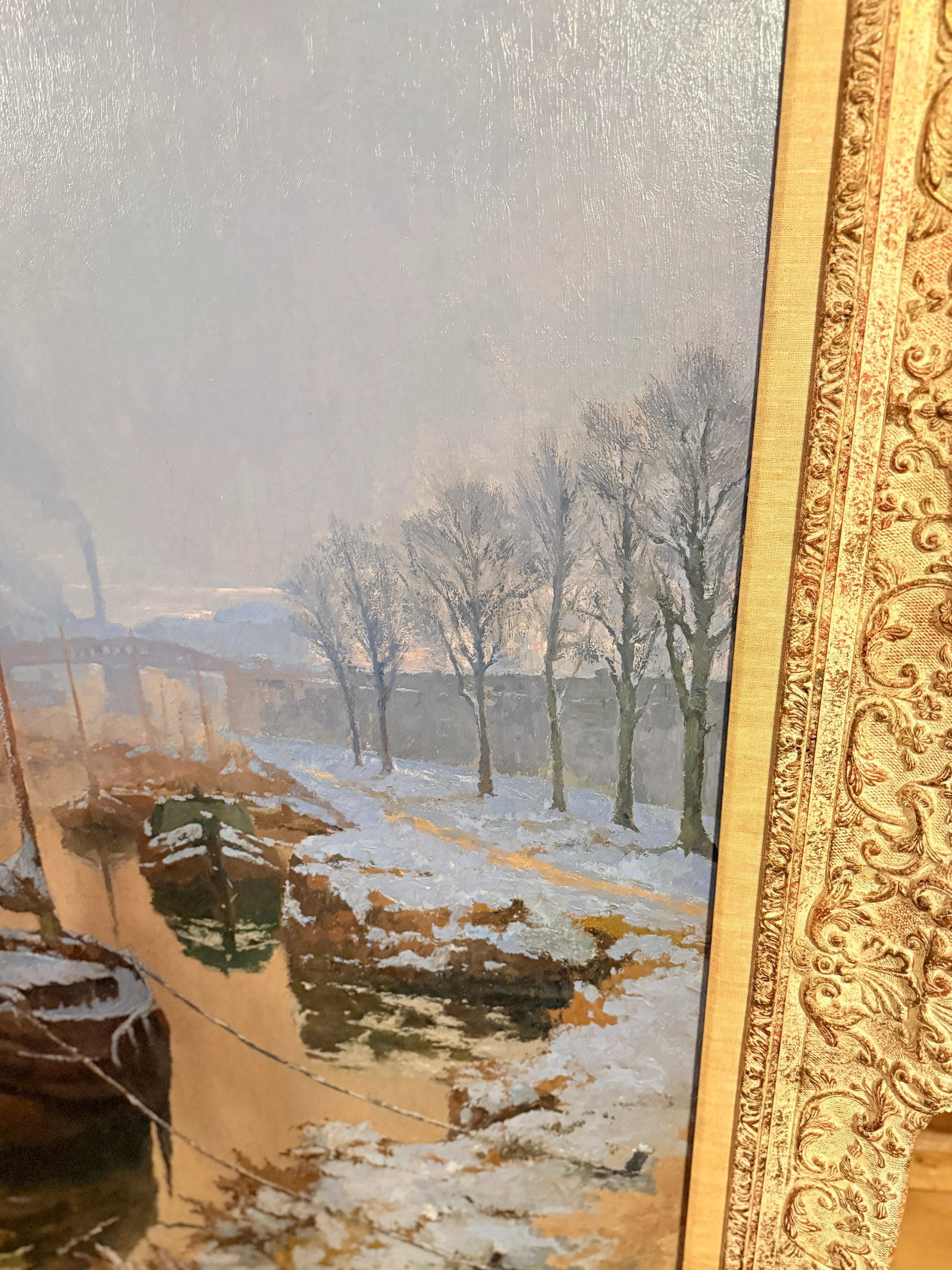 Monumental Paul Leduc Seine River Winter Paris Landscape C. 1911 - 7