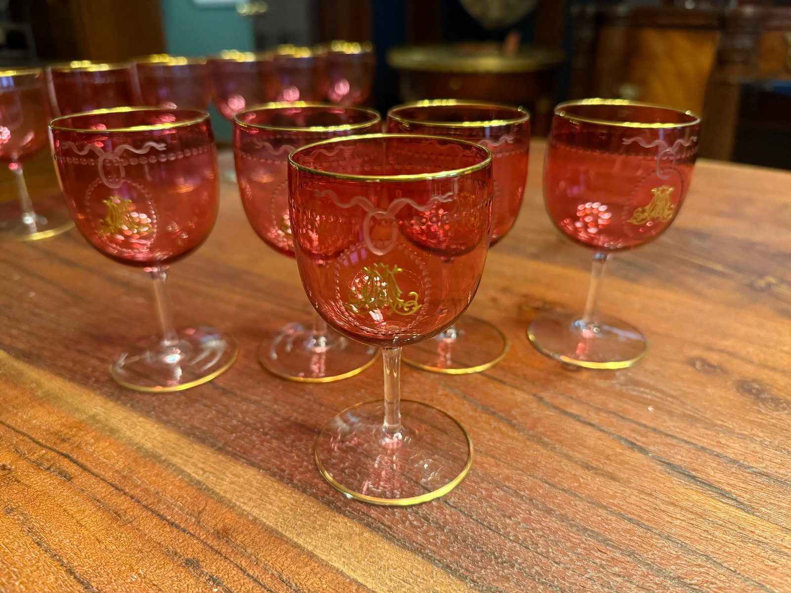 101 Pc, Belle Époque Gilt-Monogrammed Crystal Service, in the Manner of Baccarat - 13