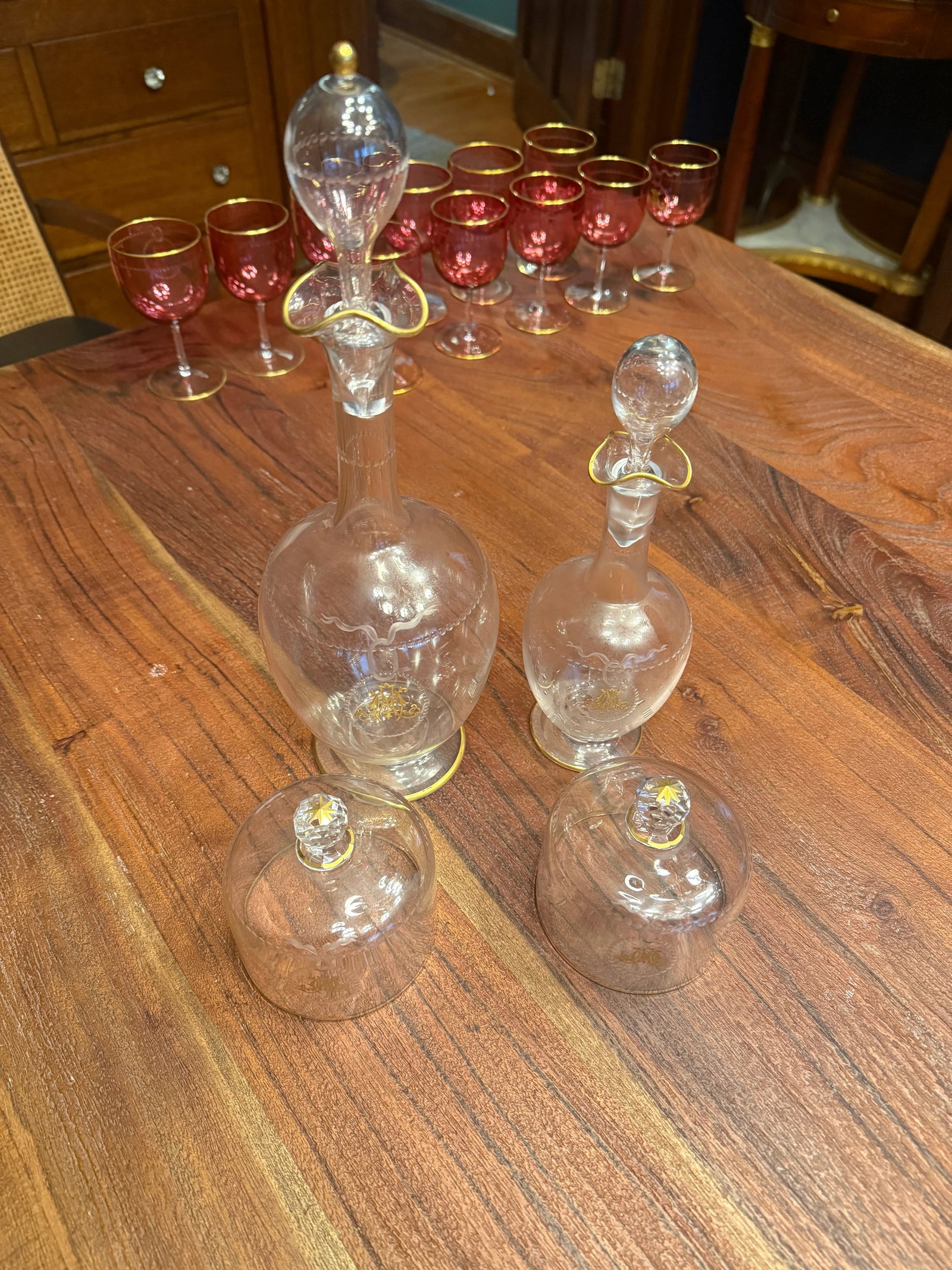 101 Pc, Belle Époque Gilt-Monogrammed Crystal Service, in the Manner of Baccarat - 14