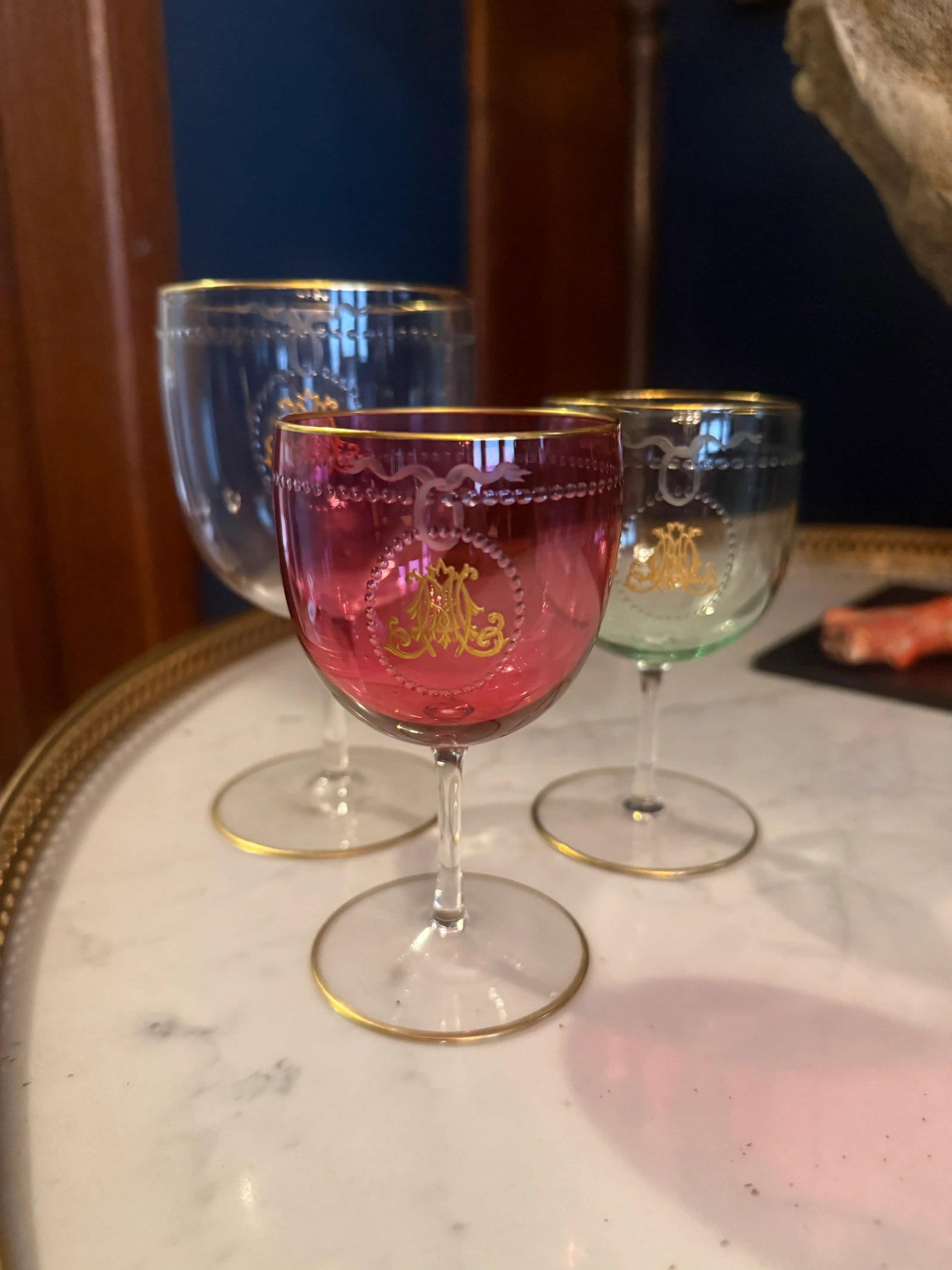 101 Pc, Belle Époque Gilt-Monogrammed Crystal Service, in the Manner of Baccarat - 2