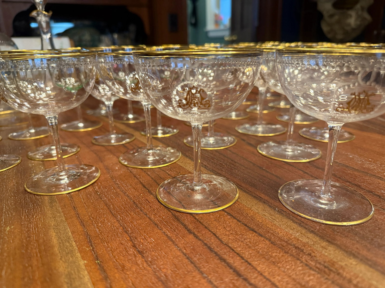 101 Pc, Belle Époque Gilt-Monogrammed Crystal Service, in the Manner of Baccarat - 9